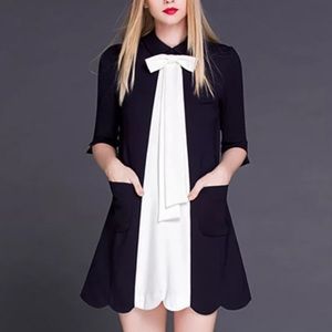 Custom made black dress with white bow